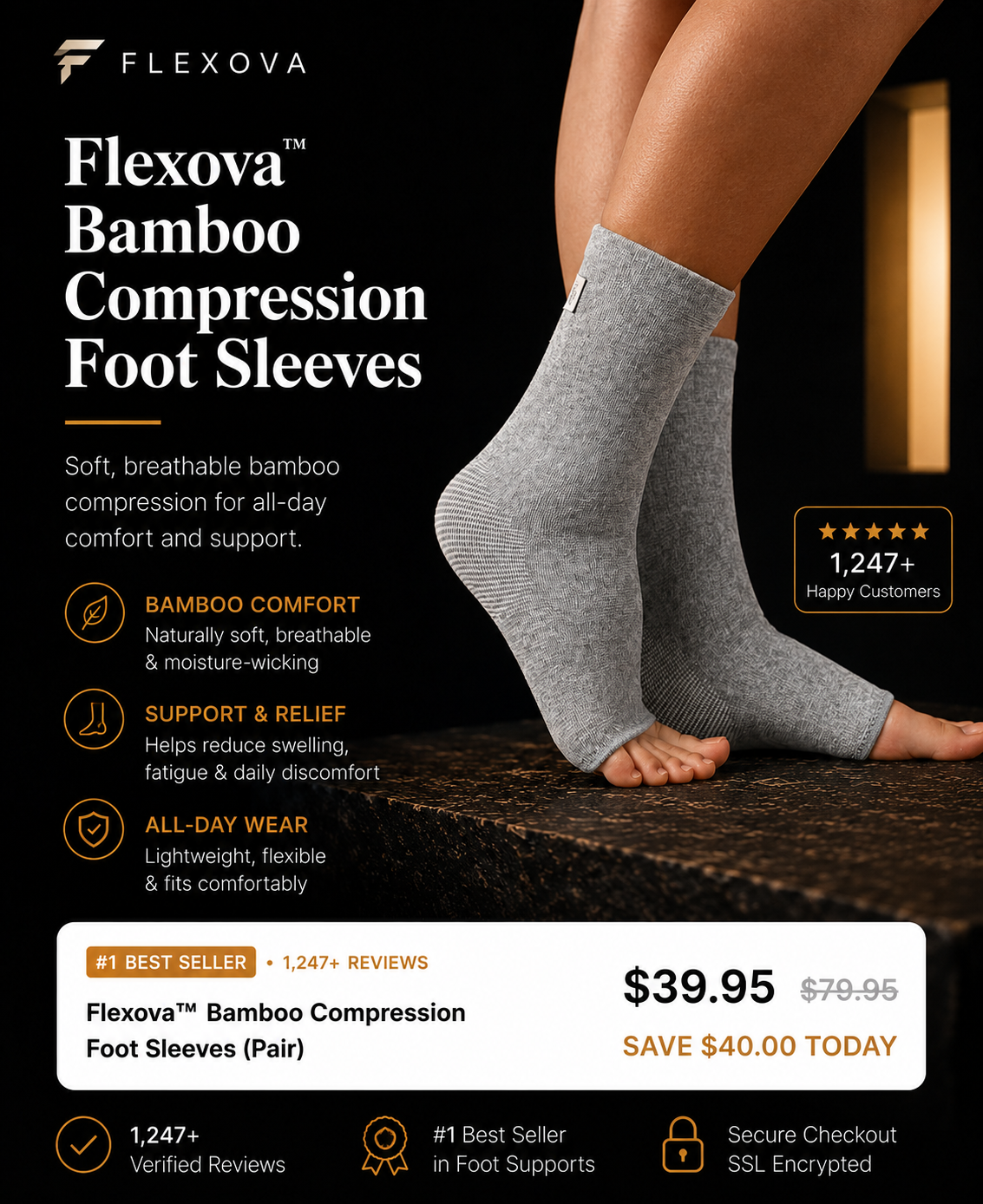 Premium Anti-Fatigue Bamboo Footsleeves
