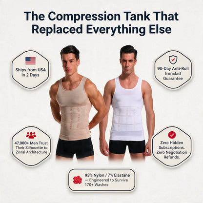 FlexTop shaping tank worn under casual shirt demonstrating invisible profile